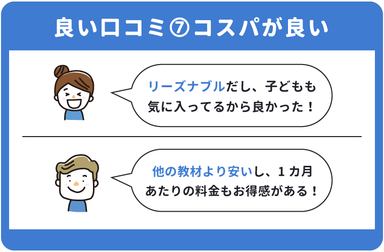 こどもちゃれんじイングリッシュの良い口コミ「コスパが良い」