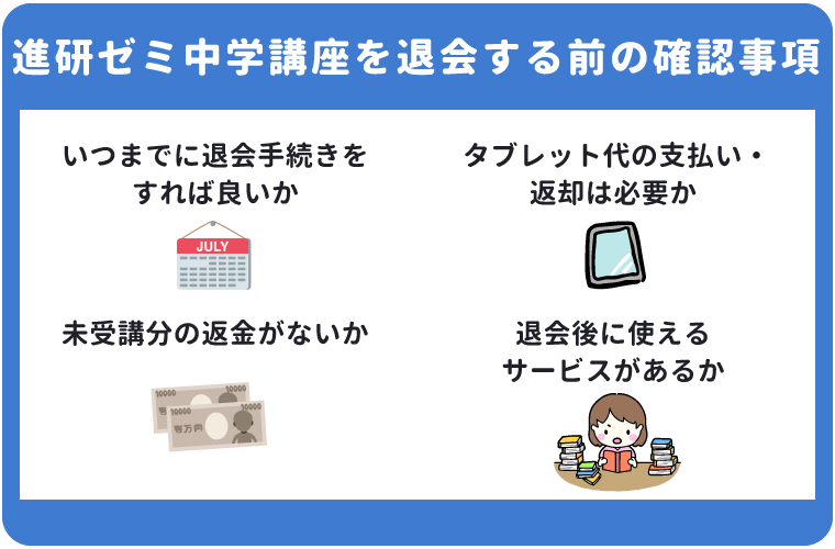 進研ゼミ中学講座を退会する前の確認事項