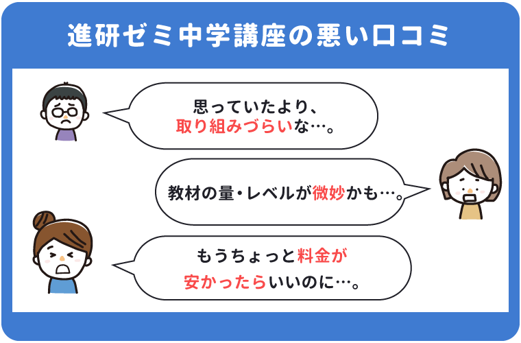 進研ゼミ中学講座の悪い口コミ