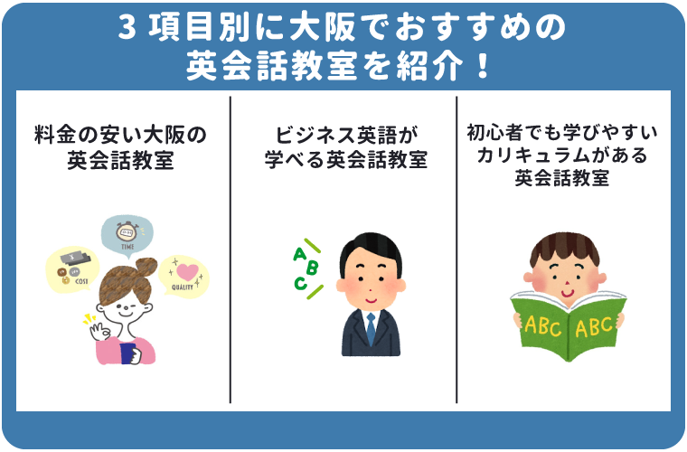 3項目別に大阪でおすすめの英会話教室を紹介！